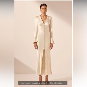 Shona Joy La Lune Frill Cuff Bias Midi Dress - Cream